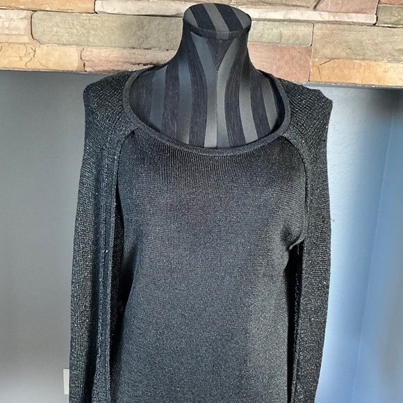 Chicos NEW Chrissy Cape Sweater Tank Duet Party Holiday Sparkle Classic Black XL - Picture 3 of 11